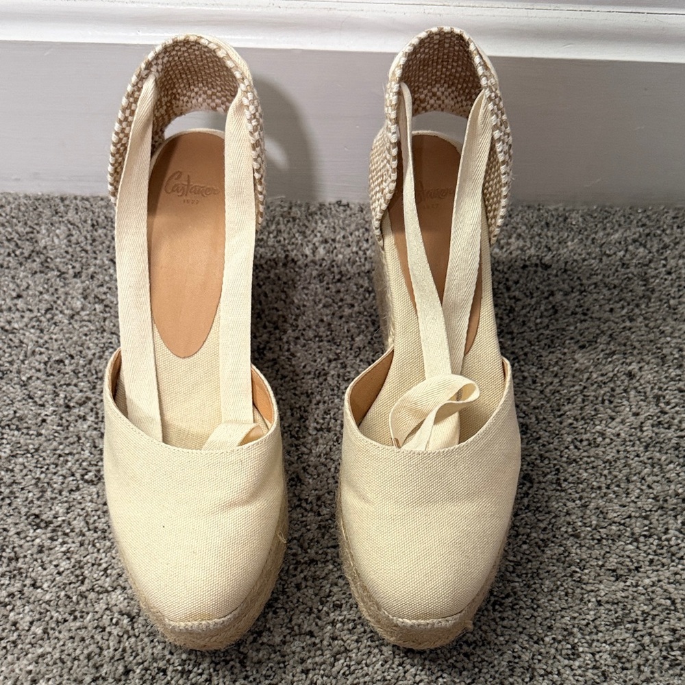 Castaner Cream Espadrille Wedges